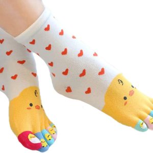 Women Cotton Toe Socks,five Finger Socks,Funny and Funky cartoon theme sport Toe Socks
