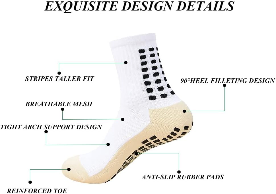 Men's Grip Soccer Socks Anti Slip Athletic Socks Non Slip Football Basketball Socks with Grip Pads2/4/6 - Image 2