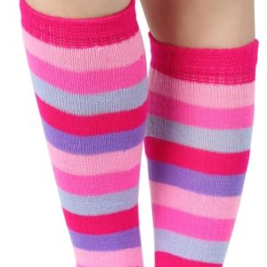 Women Knee High Toe Socks - Mens Colorful Rainbow Striped Long Five Finger Socks - Unisex Christmas Gifts