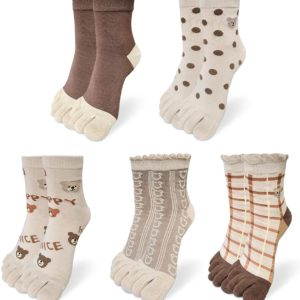 Women Girls Toe Socks Five Fingers Cute Colorful Ankle Athletic Running Toe Seperated