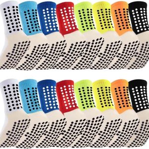8 Pack Men's Soccer Socks Anti Slip Non-Slip Grip Pads for Football Basketball Sports Grip Soccer Socks
