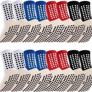8 Pack Men's Soccer Socks Anti Slip Non-Slip Grip Pads for Football Basketball Sports Grip Soccer Socks
