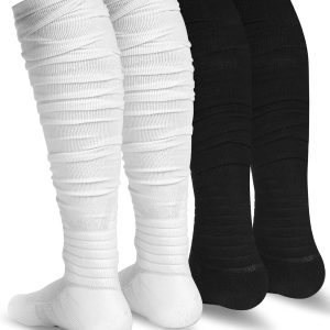 Football Socks 2 Pairs, Extra Long Padded Sports Socks for Men & Women