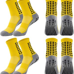 4/6 Pairs Grip Soccer Socks Anti Slip Non Slip Men's Athletic Socks for Football Basketball Sports