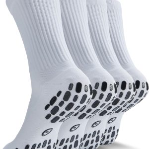 Grip Socks Soccer - Cushioned Non-Slip Grippy for Men & Women Athletic - Barre Hospital Sticky Slipper Socks