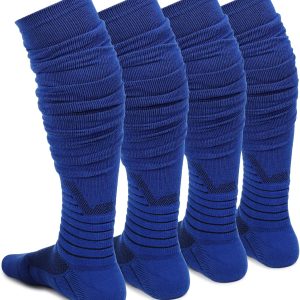 Football Socks 2 Pairs, Extra Long Padded Sports Socks for Men & Women