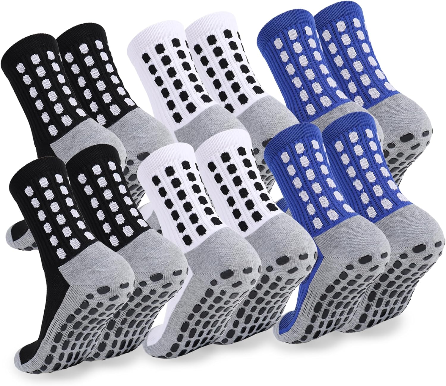 2/4/6 Pairs Men's Soccer Socks Grip Pads Non Slip Football Baseball Soccer Socks for Men Women