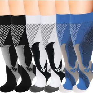 6 Pairs Compression Socks for Men Women 20-30mmhg Knee High Support for Sports Circulation