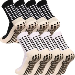 Men's Grip Soccer Socks Anti Slip Athletic Socks Non Slip Football Basketball Socks with Grip Pads2/4/6