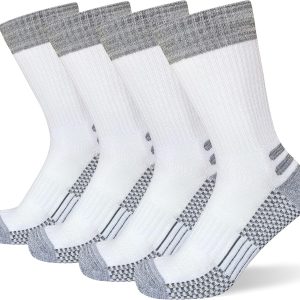 Men's Crew Work Boot Socks Thick Cushioned Moisture Wicking Hiking Sock 4 Pairs