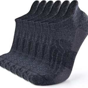 Merino Wool Compression Support Ankle Running Hiking Socks for Men Women, Soft Thick Cushion Tab Socks 3/6 Pairs